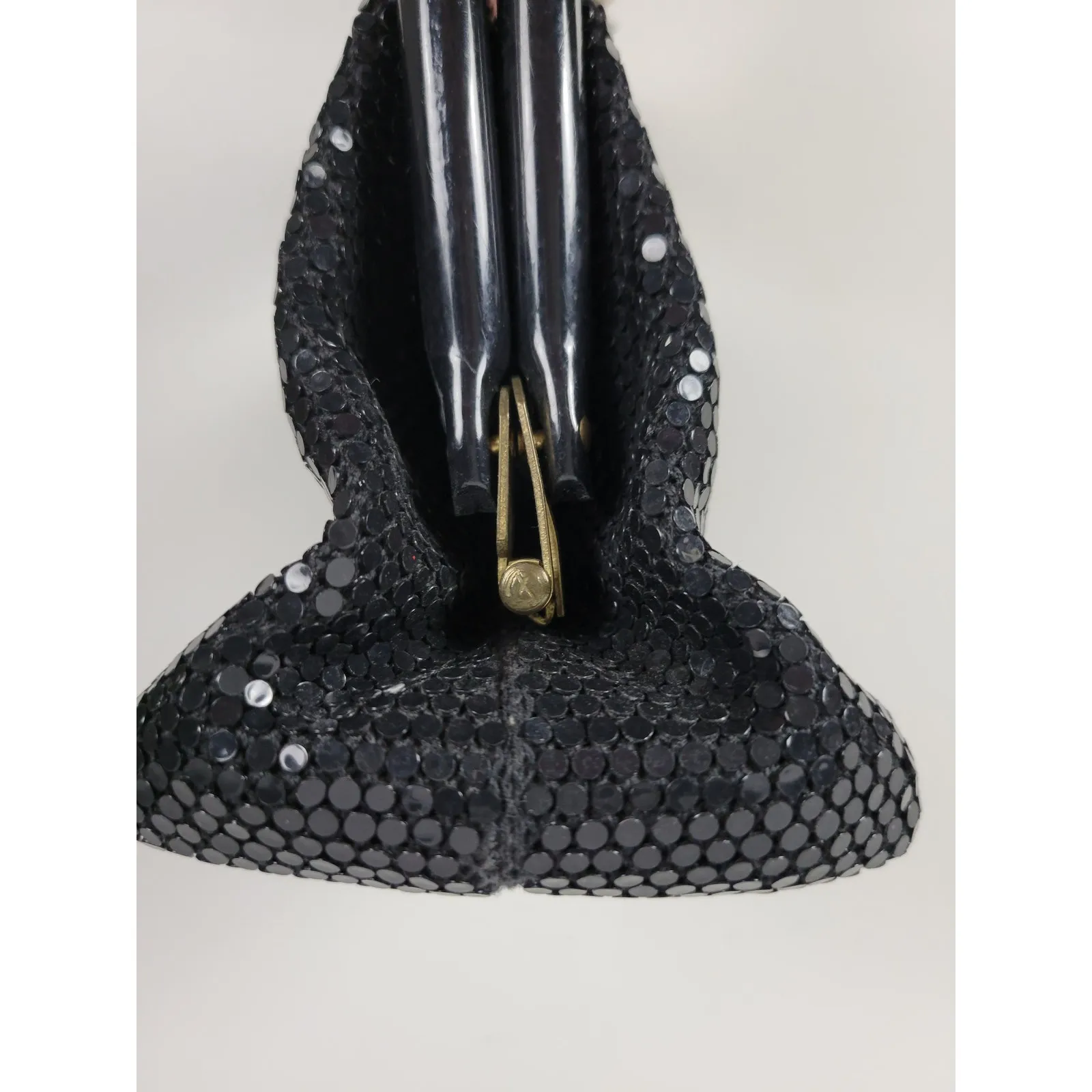 Vintage Handbag PuLumured Mesh Tile Rhinestone Evening Clutch Purse Black‎ Black - Image 5