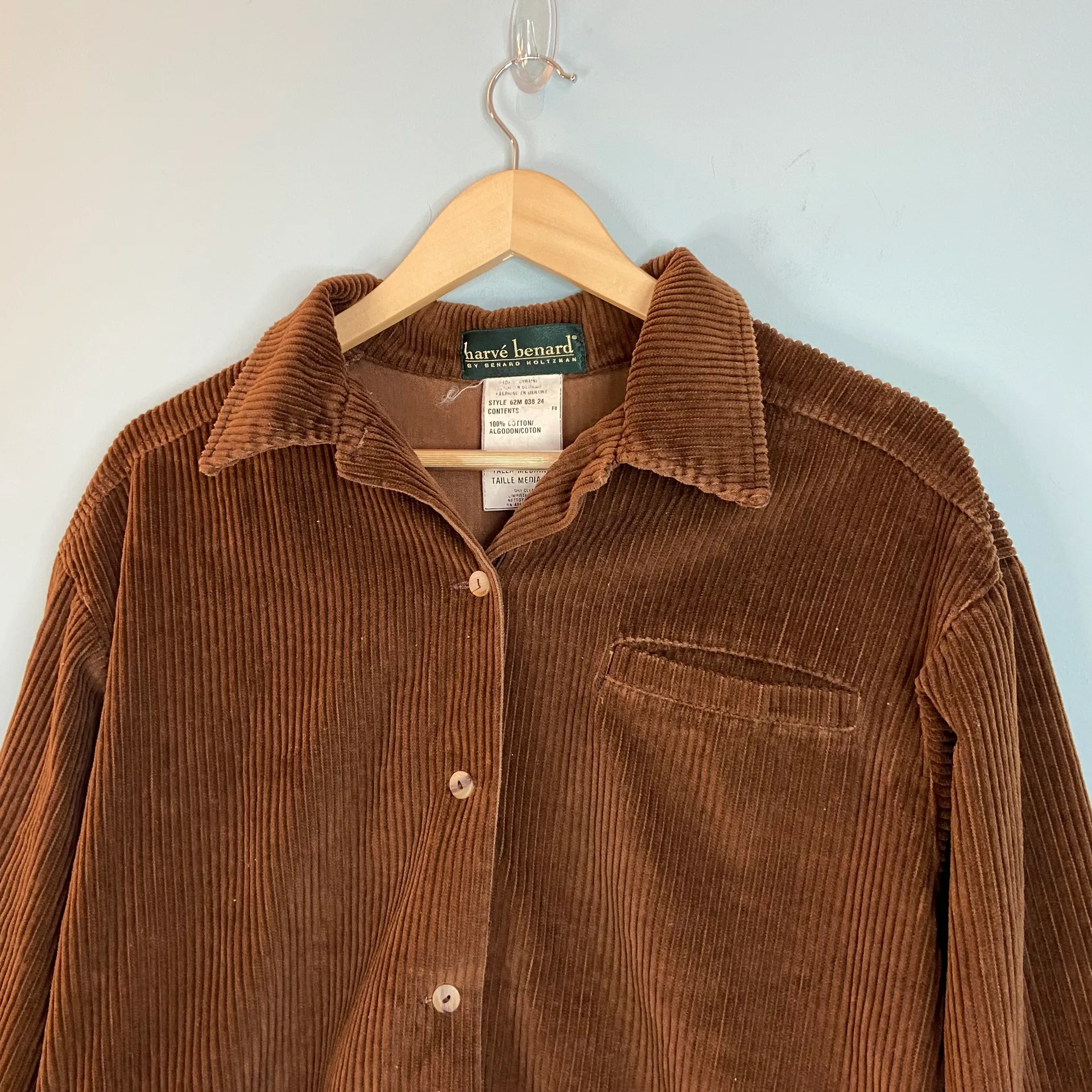 Harve Benard Brown Corduroy Button Up Shacket Top - Image 5