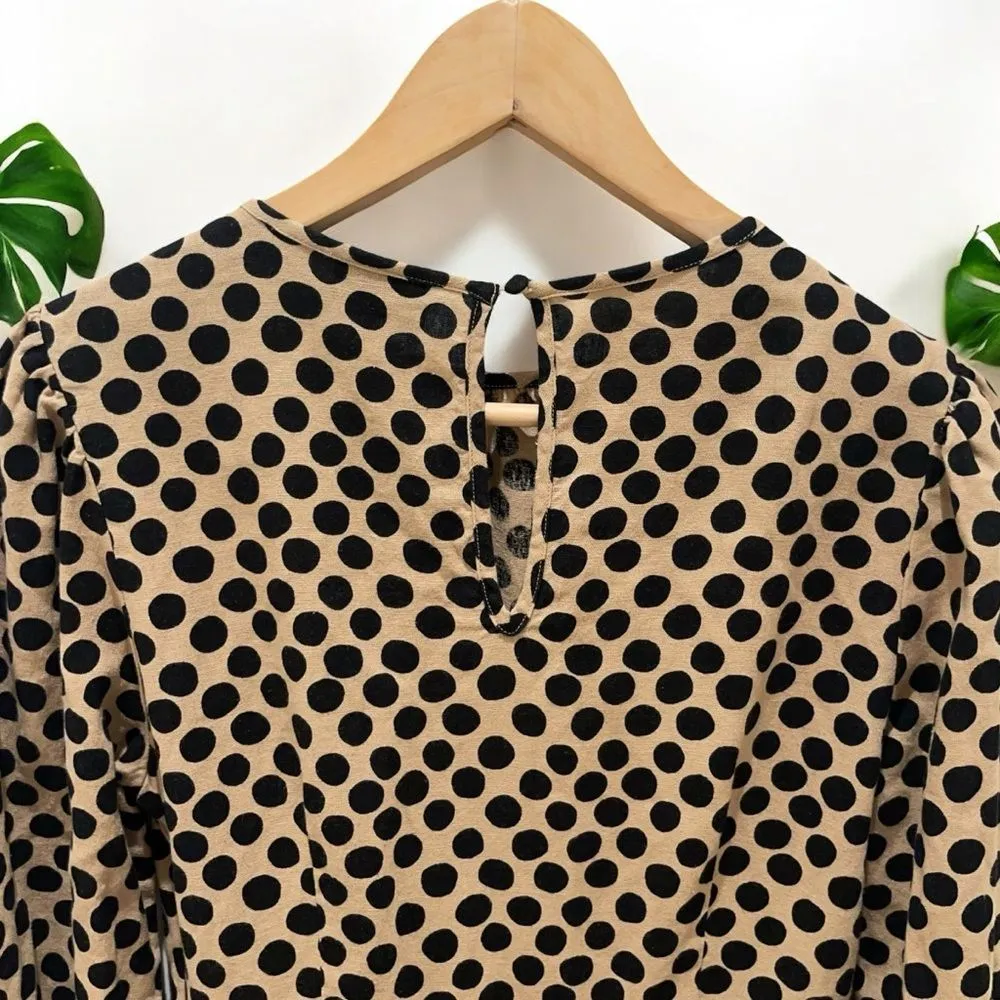 Who What Wear Linen Blend Polka Dot Puff Sleeve Dress - XS - Image 9