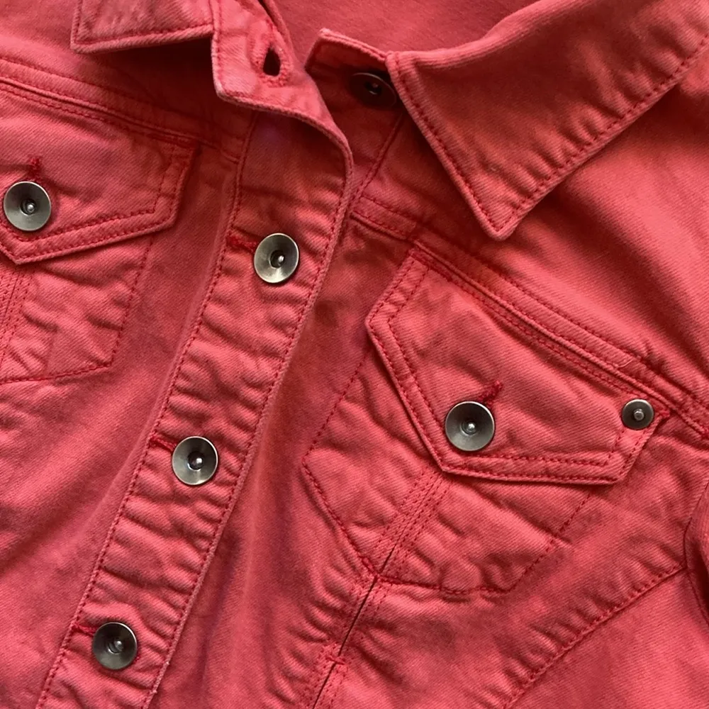 Chico’s Platinum Utility Jacket Button Down Size 0 Orange Salmon Cotton VEUC - Image 4