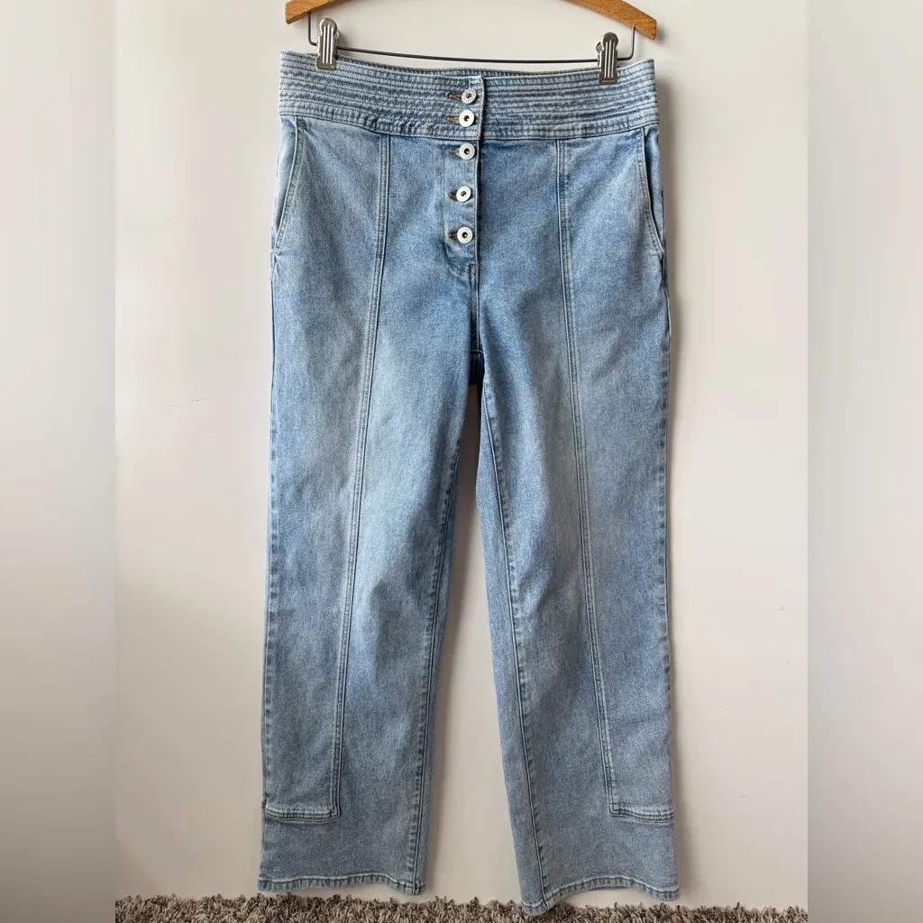 Chelsea & Violet Denim Pants Straight Leg Button Front High‎ Waist Size 30 - Image 7