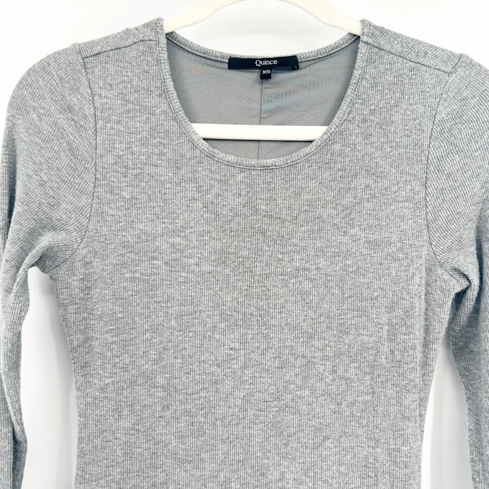 Quince Womens Soft Tencel Rib Knit Long Sleeve Midi Lounge Dress Size XS Gray‎ - Image 4