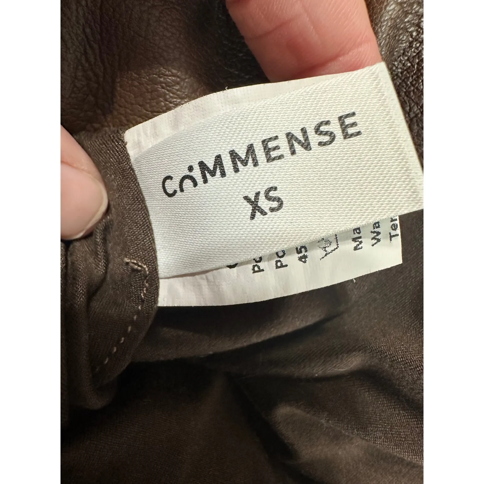 COMMENSE Brown Faux Leather Ruched Asymmetrical Strapless Top Corset XS - Image 5