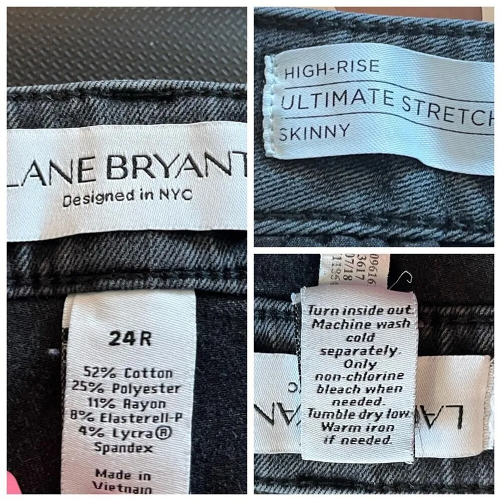 Lane Bryant Women’s Jeans High Rise Skinny Ultimate Stretch Black Wash Size 24R - Image 5