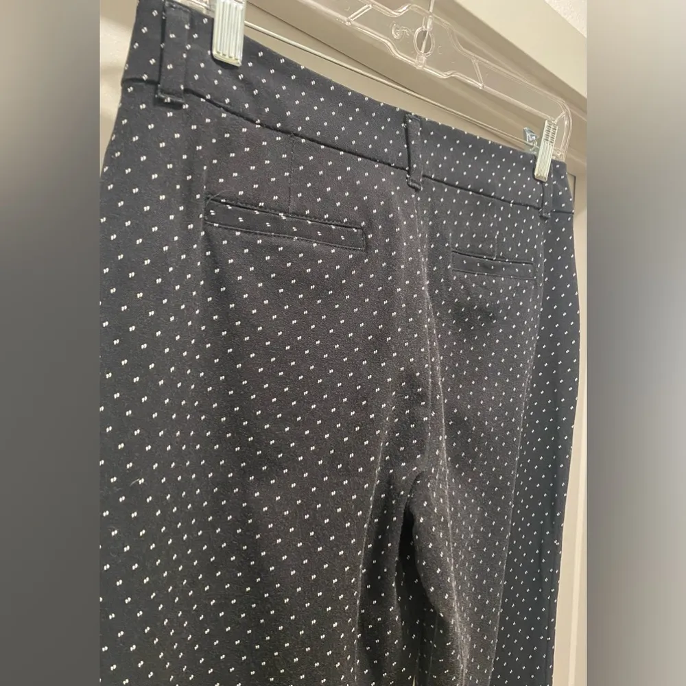 Mid-Rise Black & White Printed Work Skinny Straight Leg Pants Slacks - Image 5