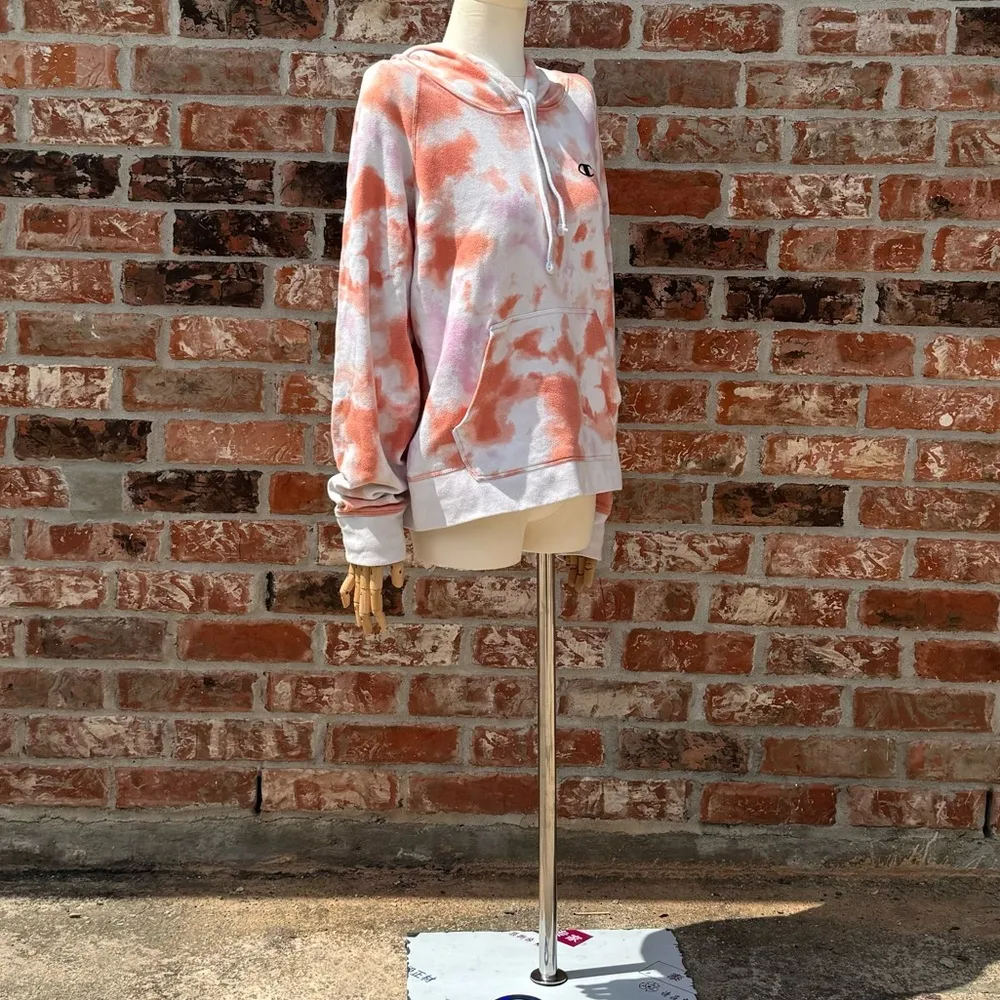 Champion orange tiedyed hoodie sweatshirt / L / Excellent condition - Image 7