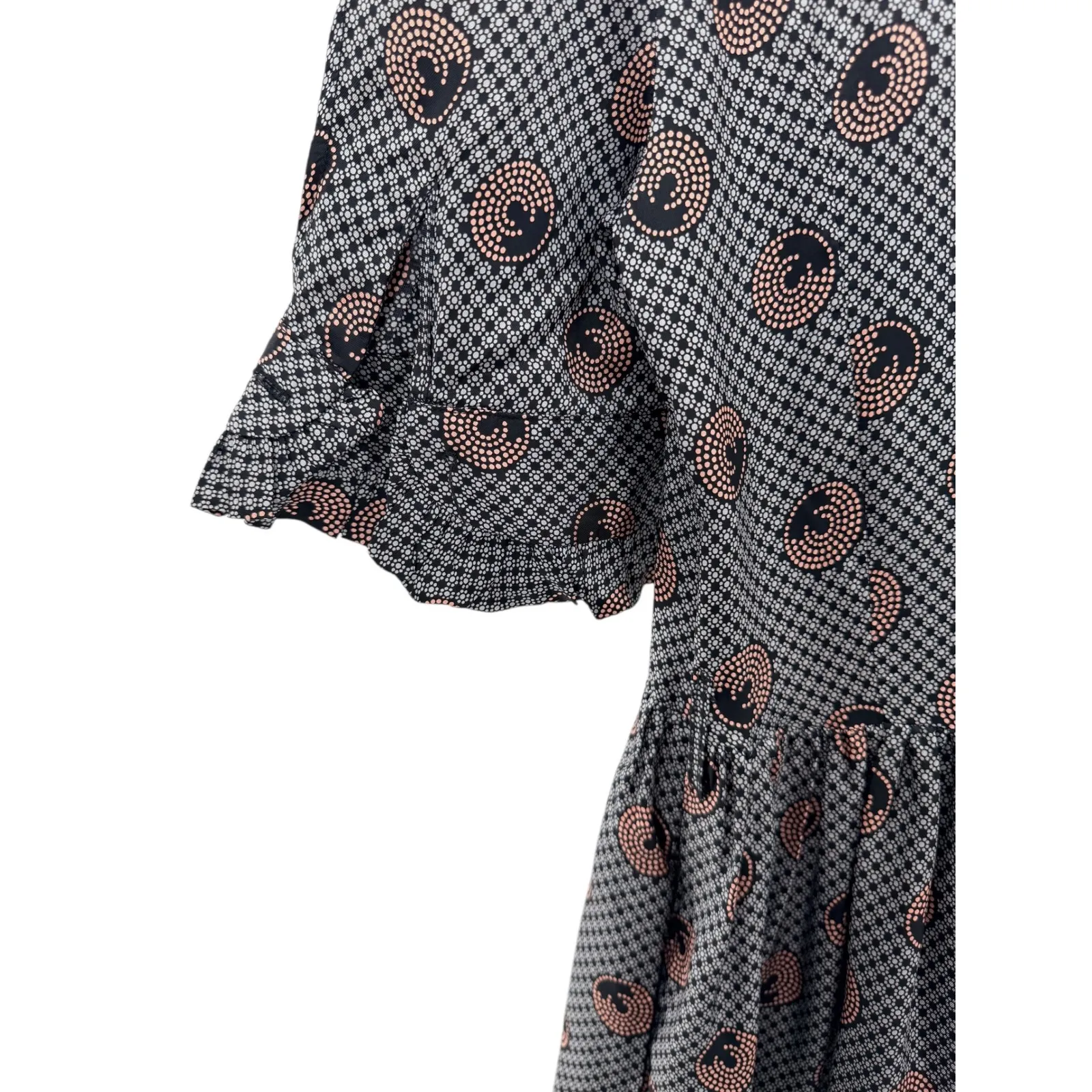 Betsey Johnson New York Dress Size 4 Black Pink Geometric Ruffle High Neck - Image 5