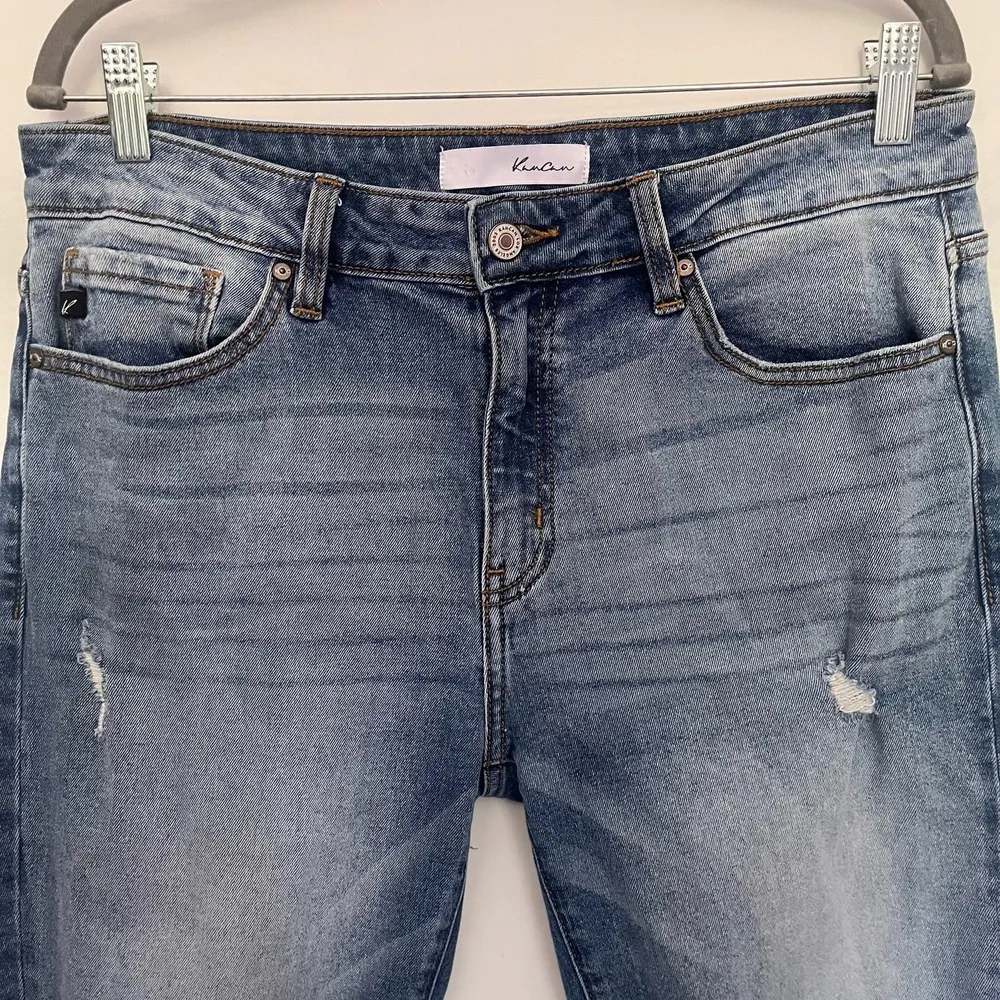 KAN CAN Estilo Distressed Womens Jeans SZ 9/28 Cut 38328 Medium Wash Midrise - Image 2