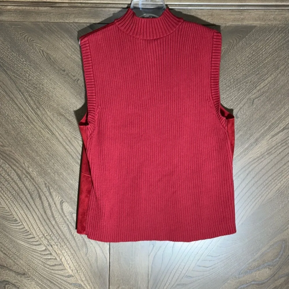 J Jill Red Vest Sweater Jacket Size Large Button Down - Image 2