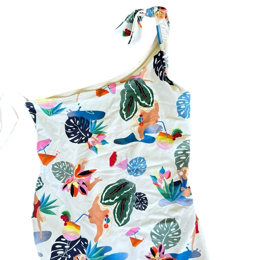 & Other Stories NEW One Shoulder Printed Swimsuit - Image 6