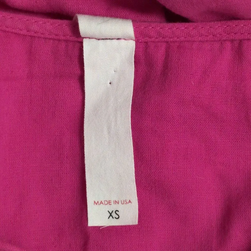 AMADI Anthro Pink Puff Short Sleeve V Neck Lace Up Front Casual Dress Sheath XS - Image 6