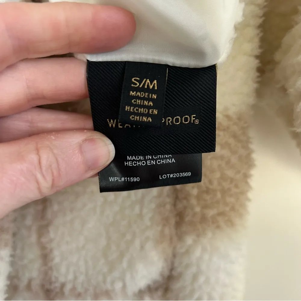 Weatherproof Beige Plaid Ivory Reversible Sherpa Hooded Cardigan S/M - Image 11