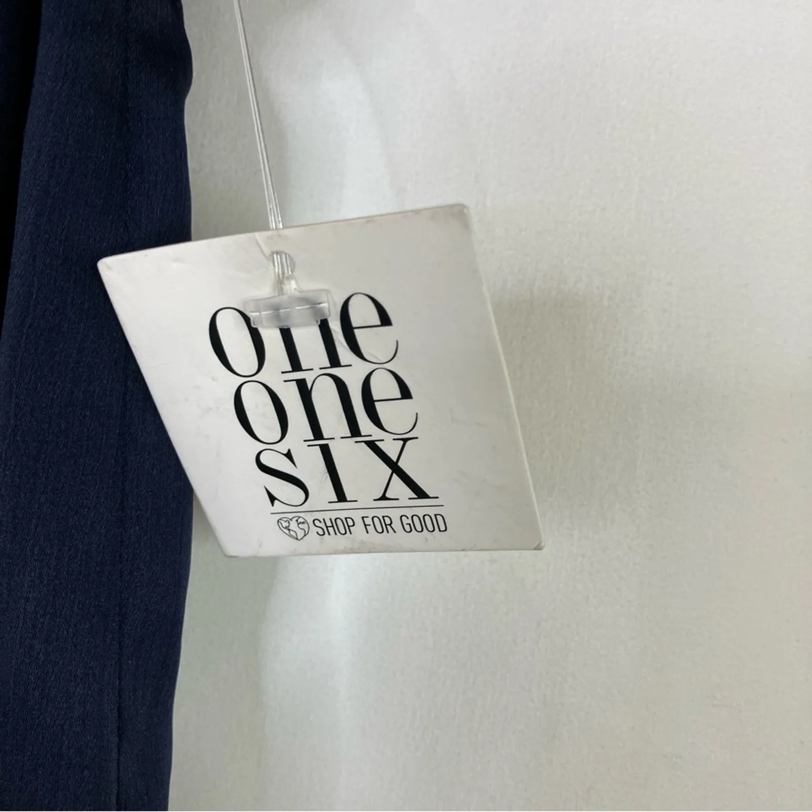 One One Six | Navy Blue Satin Jumpsuit Lace Detail Polyester Women's Small - Image 4