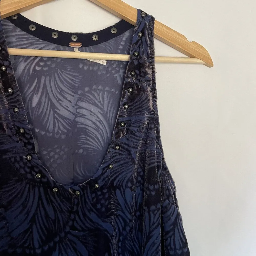 Free People boho scoop neckline sleeveless dress purple navy women's size M - Image 2