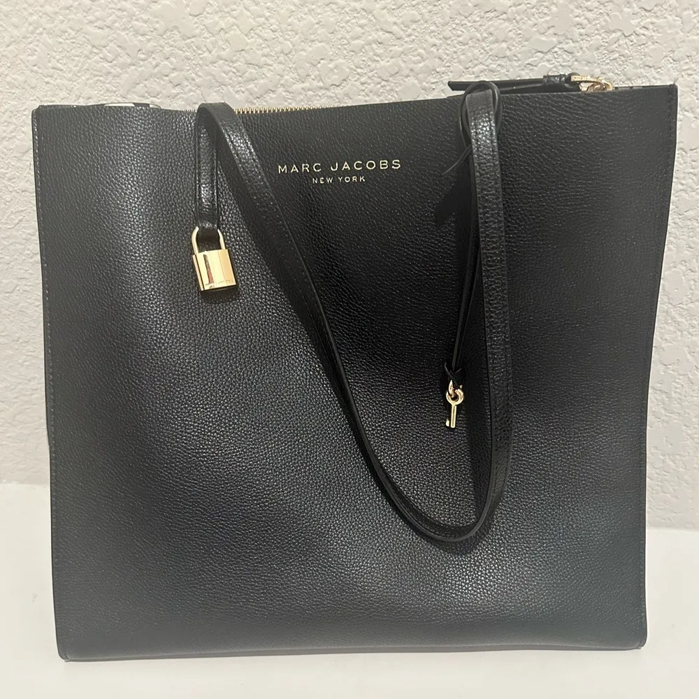 Marc Jacobs The Grind Black Pebbled Leather Shopper Tote Handbag - Image 5