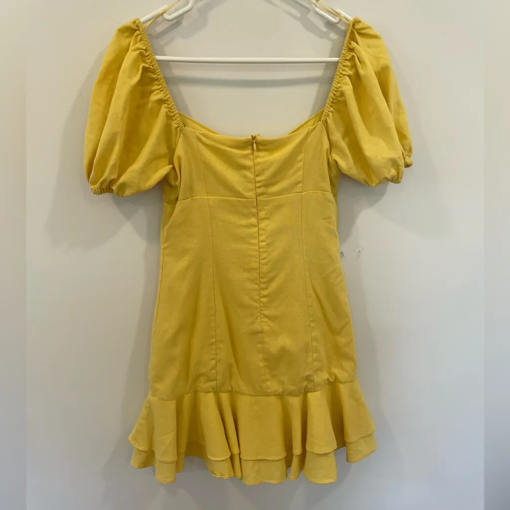 Altar'd State Butter Yellow cotton mini Dress sz Small. Keyhole - Image 4