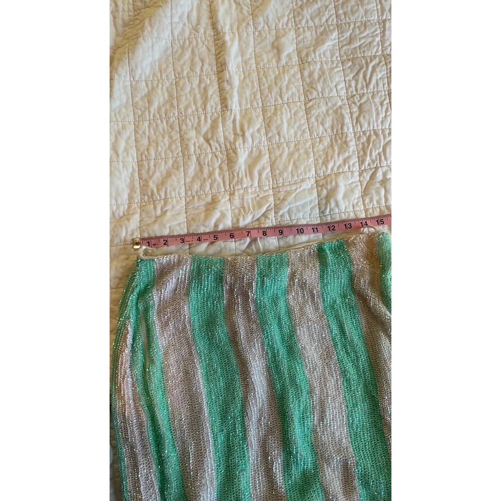 Retrofete Veronica Striped Sequin Pencil Skirt Medium NWT Blue - Image 11