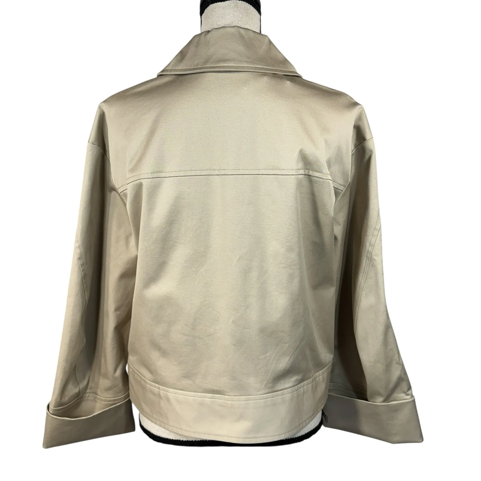 Banana Republic Small Twill Short Utility Jacket Button-Up Lined Long Sleeve Tan - Image 5