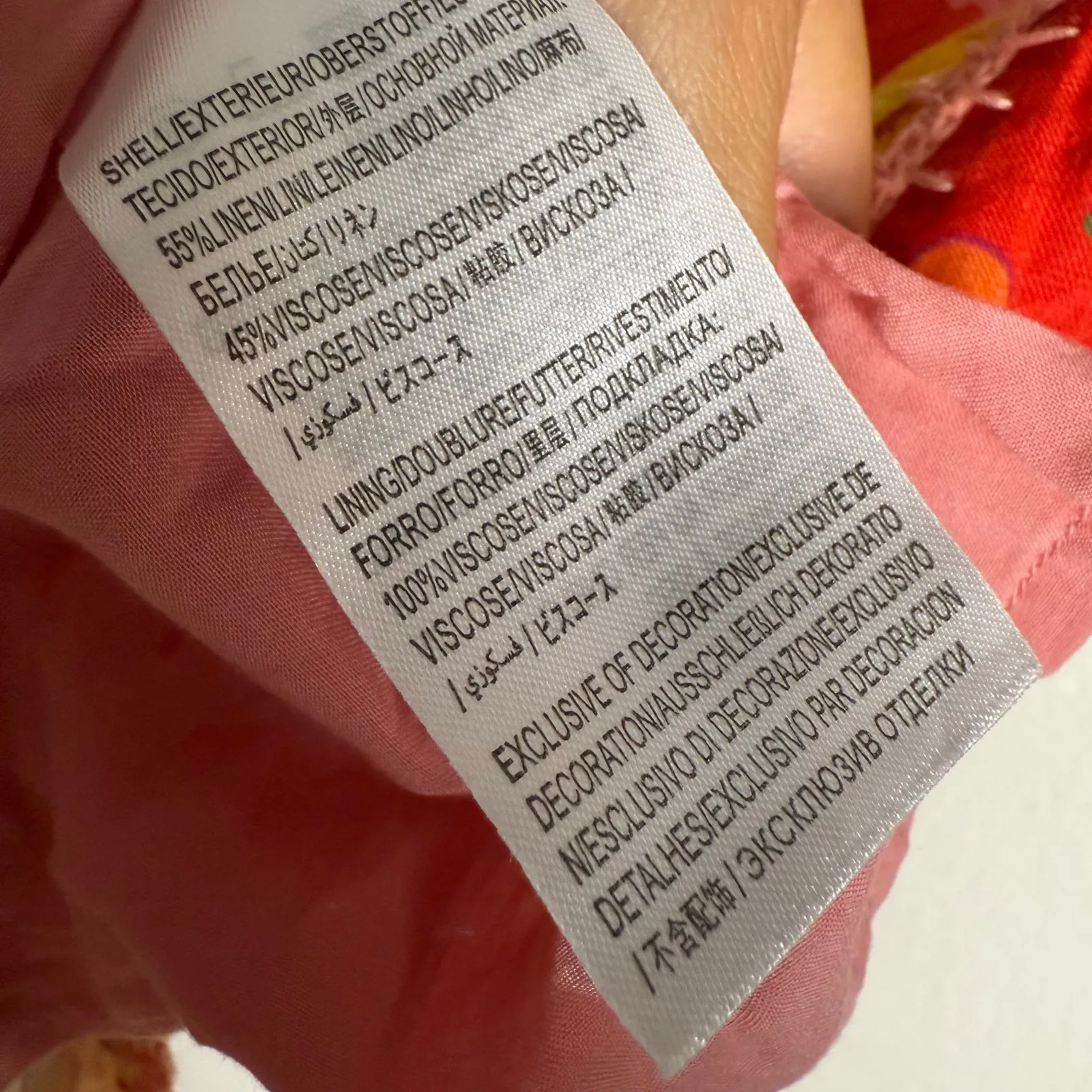 Farm Rio Chita Pink Floral Print Square Neck Tie Back Linen Midi Dress Size XS - Image 16