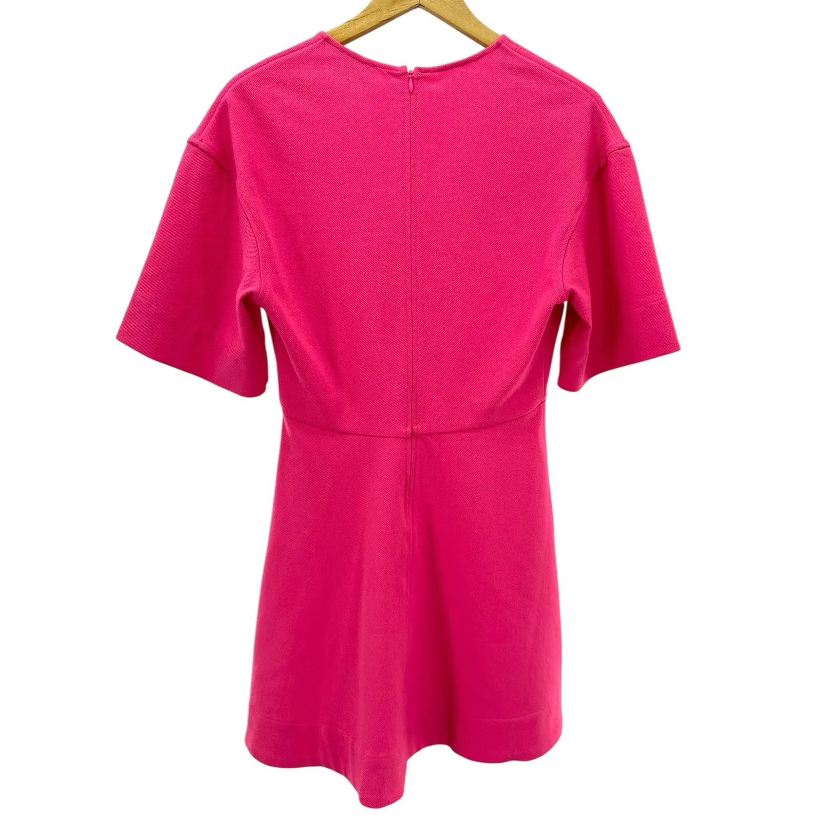 GANNI Hot Pink‎ Mini Dress V-Neck Short Sleeve A-Line Scandi Chic Size 38 US 6 - Image 7