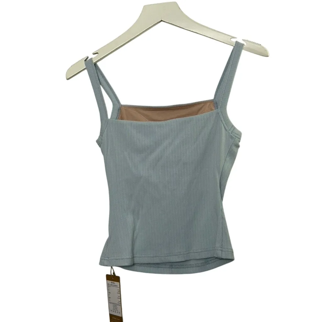 OGL Move Stretch Cotton Pointelle Square Neck Brami Tank Top Sz Small New Blue - Image 7