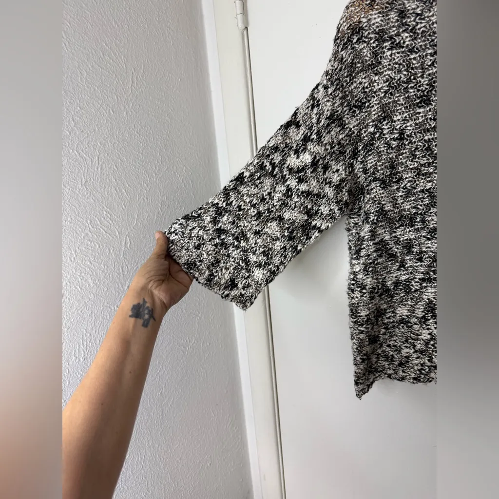 Eileen Fisher black Bronze and  cream marled pop over knit sweater. XS - Image 2