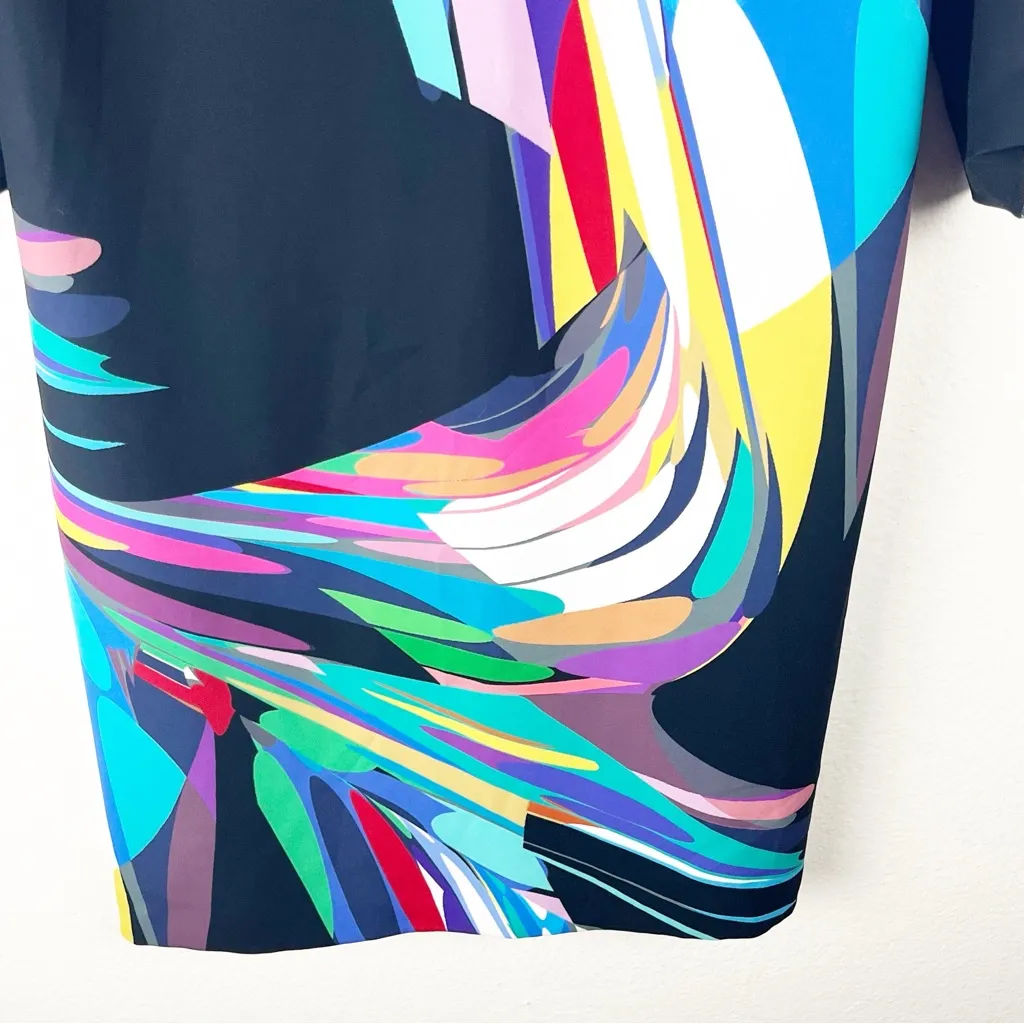 trina TRINA TURK Esteem Multicolored V-Neck Long Sleeves Back Zipper Dress 6 - Image 8