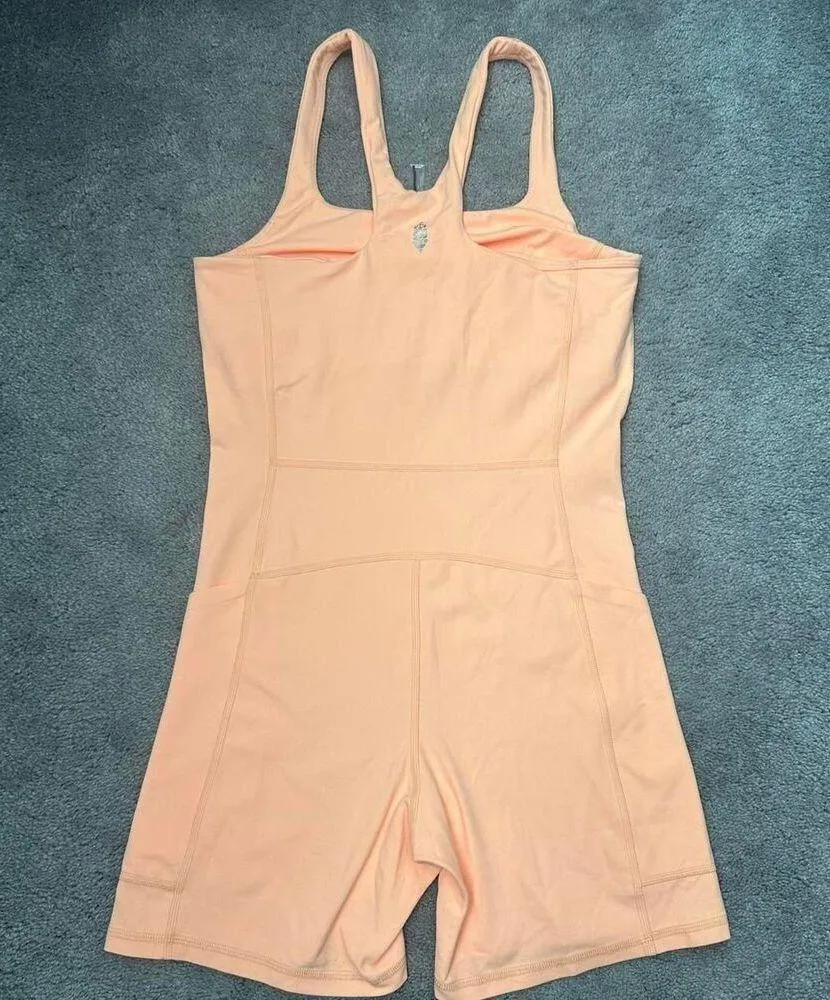 Free People movement bodysuit jumpsuit never better runsie S light neon orange - Image 3