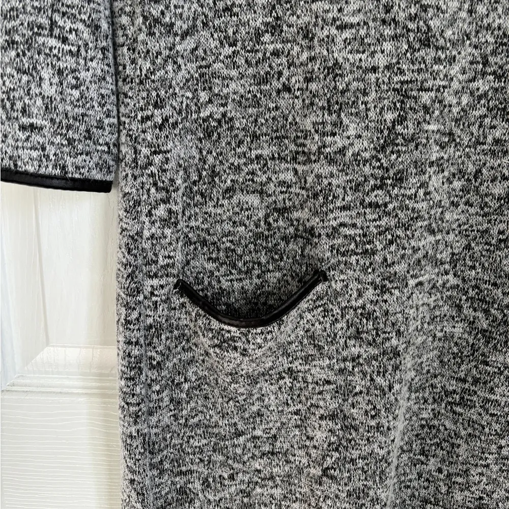 RD Style Womens Long Sleeve Contrast Trim Knee Length Knit Dress Gray Size M - Image 2