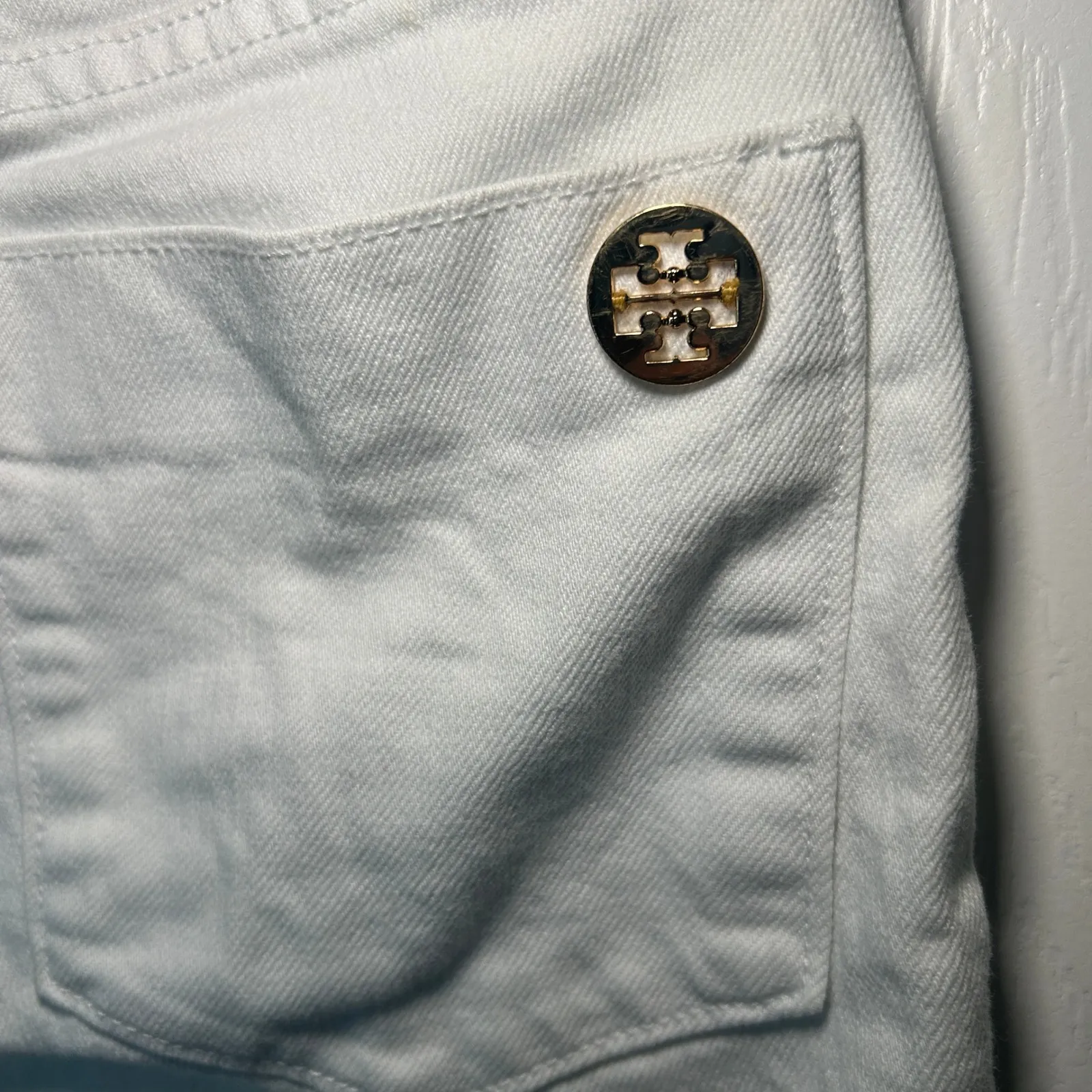 Tory Burch‎ White Super Skinny Jean Zipper Ankle Detail Size 28 - Image 3