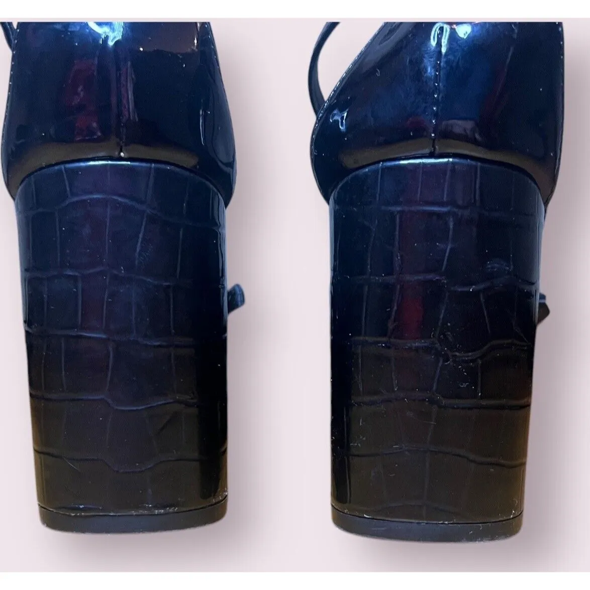 Forever 21 Women's Size 10 Patent Leather Strappy Block Heel Sandals - Image 6