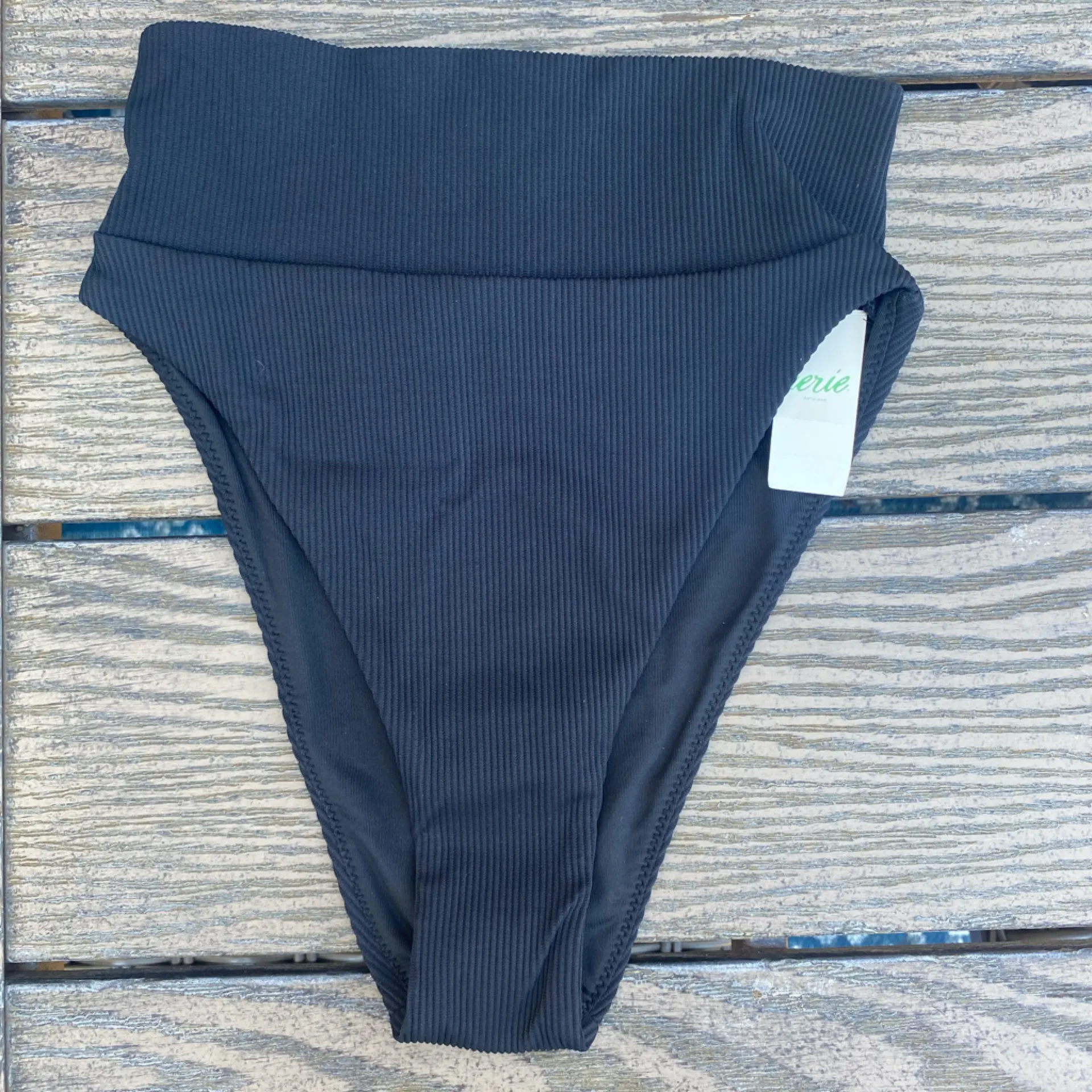 NWT aerie XXS high cut cheeky ribbed black bikini bottom swim high waisted - Image 3