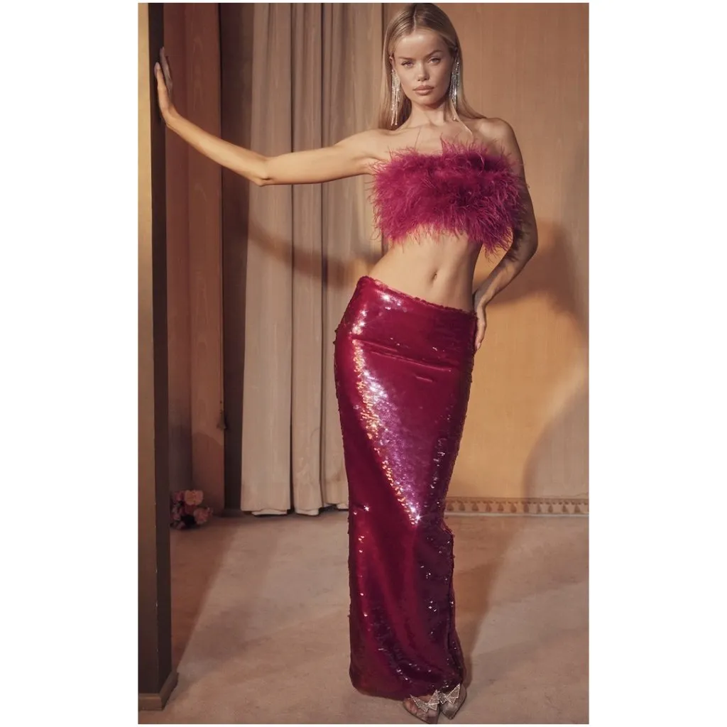 HOUSE OF CB Alexis Sequin Maxi Skirt in Hot Pink Size Small - Image 10