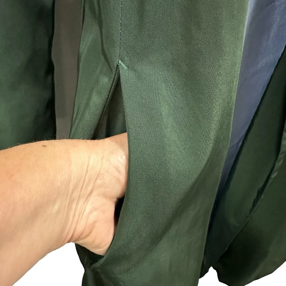 Zara Basic Green Belted Open Front Trench Coat with Pockets Womens XS - Image 6