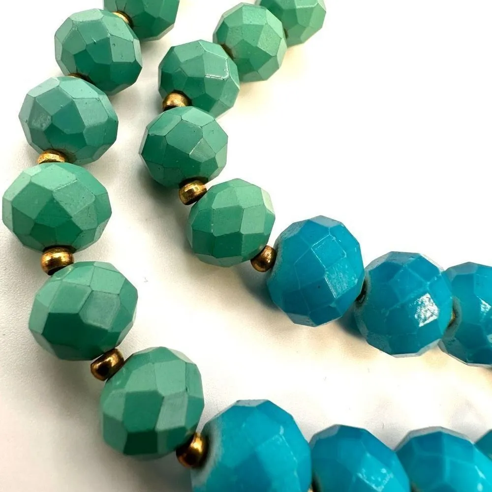 Amrita Singh blue, green and yellow double strand beaded necklace - Image 10