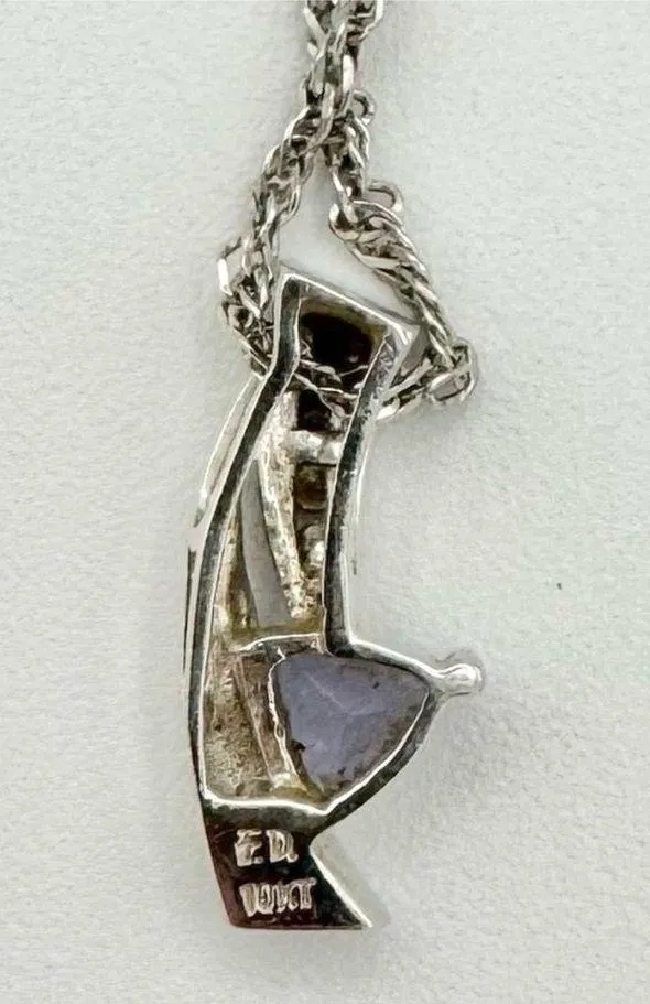 10K Two Tone White Gold Diamond & Tanzanite Ring & Pendant Set .04 ctw 3.6 - Image 10