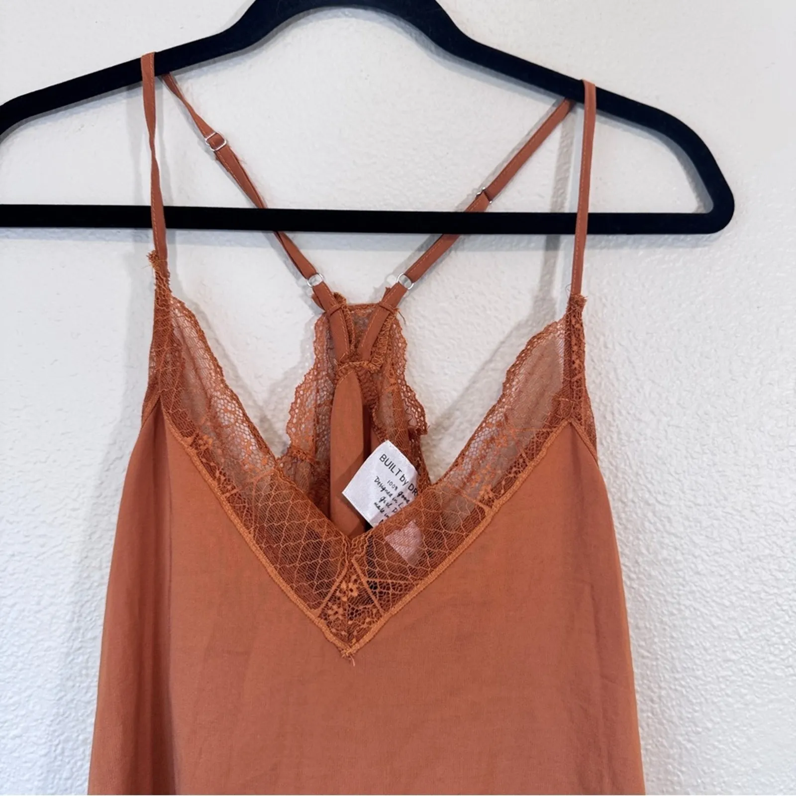 Built By Dreamers Orange Lace Trim Camisole Top Women M Feminine Delicate Blouse Size M - Image 6