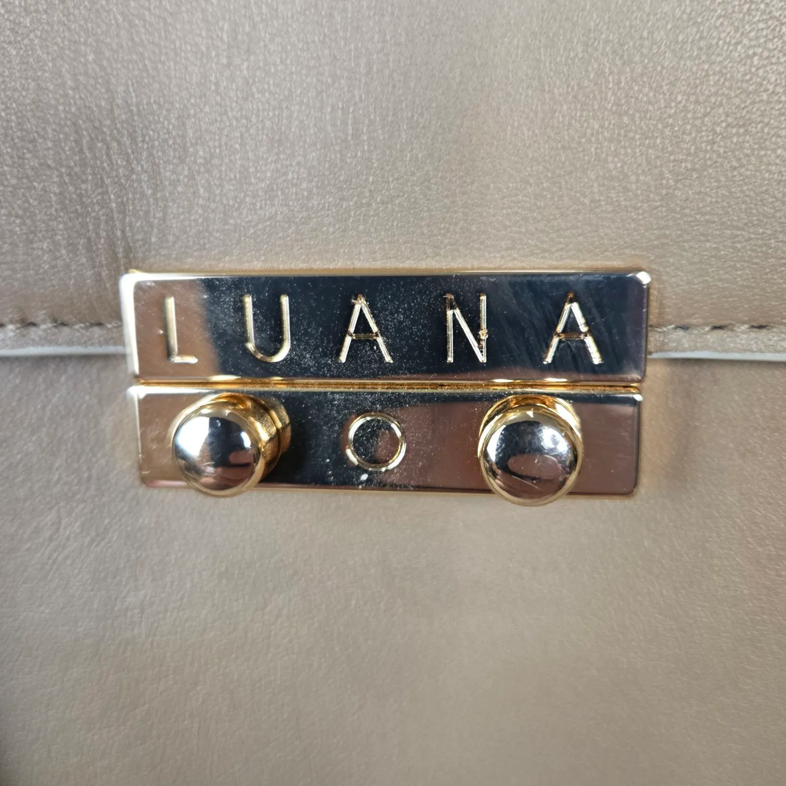 LUANA Beige White Gold Hardware Adjustable Strap Italy Leather Crossbody Bag Tan - Image 2