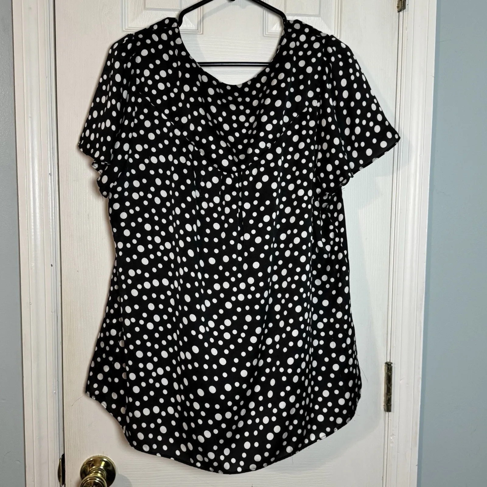 Elementz Women's Black Blouse With White Polka Dots, 100% Polyester? 2X - Image 4