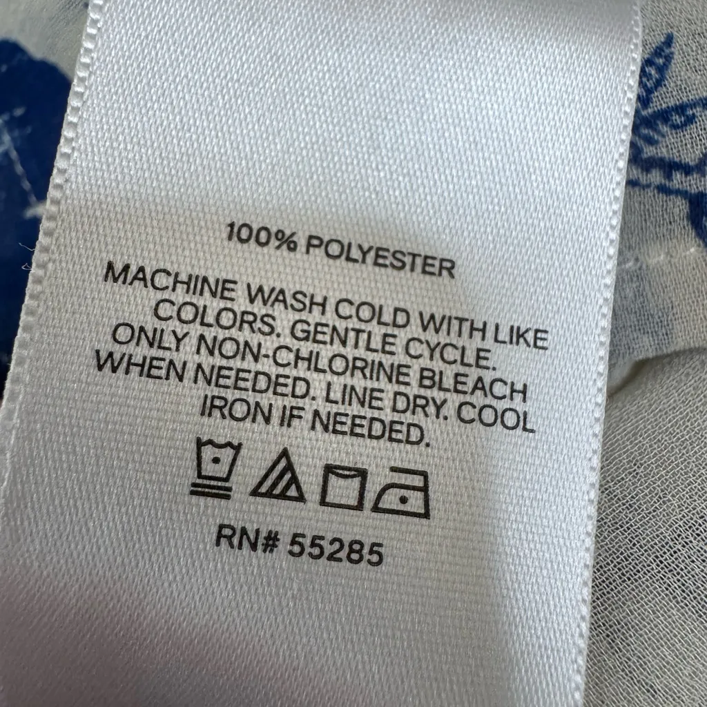 Express Portofino Shirt Button Up Blouse Blue Cream Floral size Small $59 - Image 7