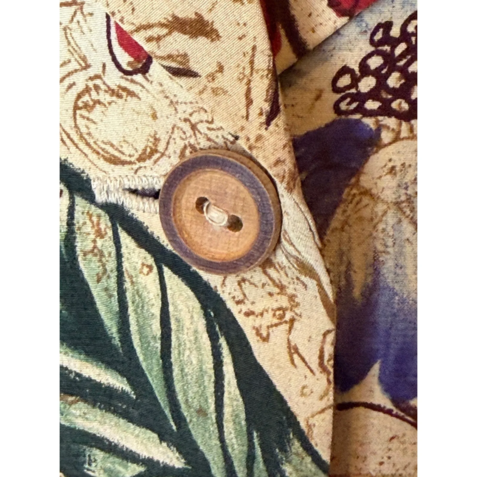 Maggy London Vintage Shirt Pants Woman 8 Petite Tan Floral Silk Set Retro Boho - Image 13