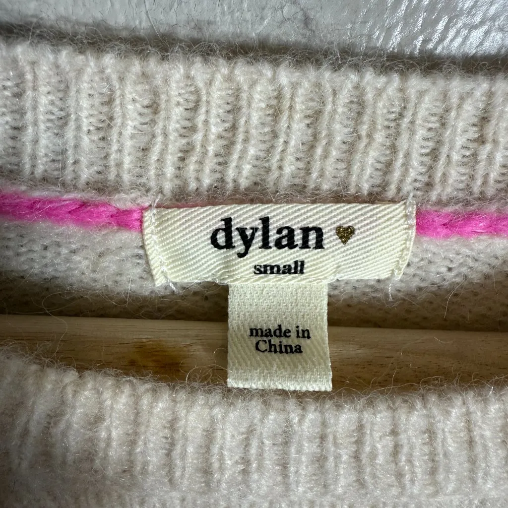 Dylan Harper Sweater Pullover Women's Small Tan Pink Knit Alpaca Wool Crewneck - Image 9