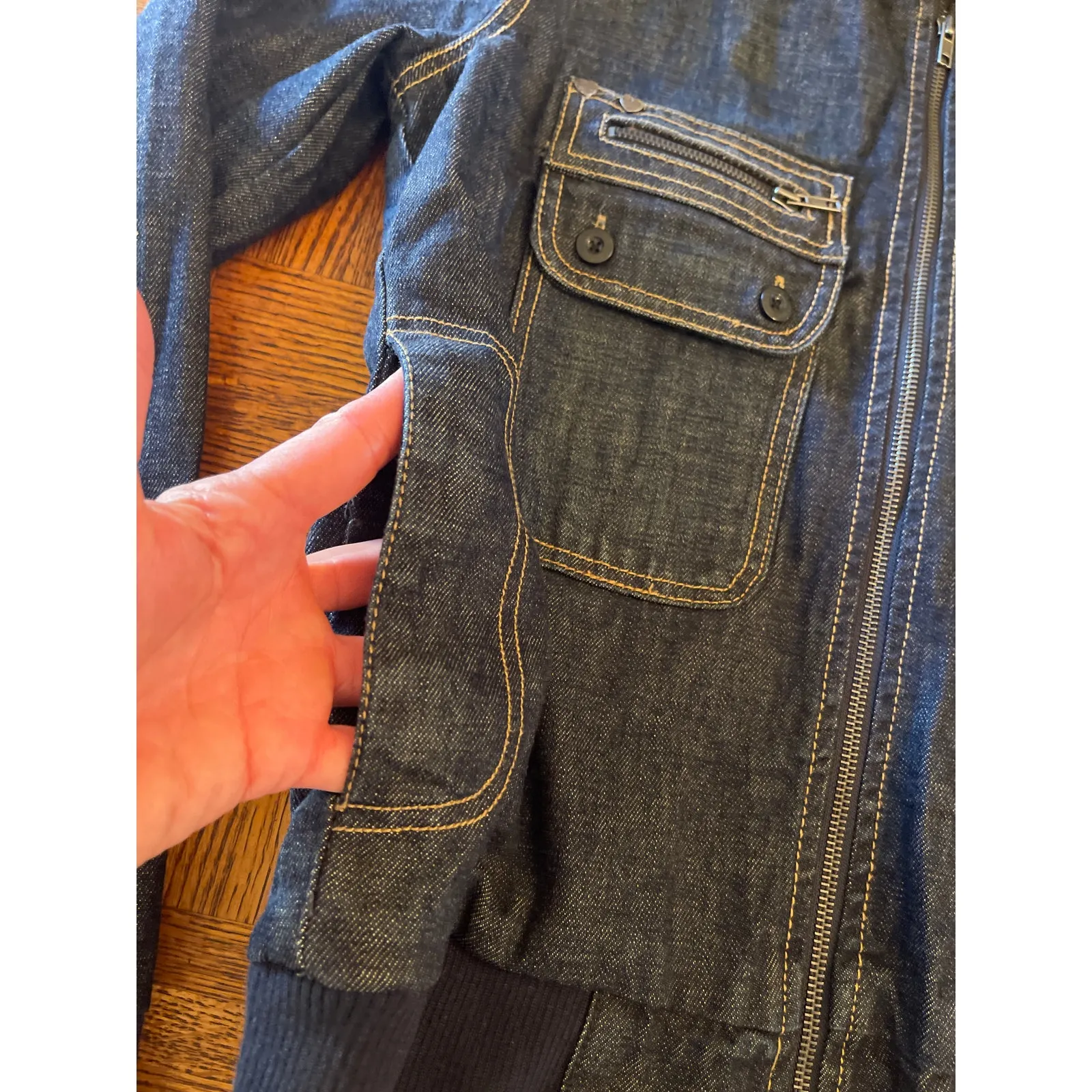 INSIGHT BOMBER CARGO FLIGHT DENIM JACKET MEDIUM Blue - Image 3