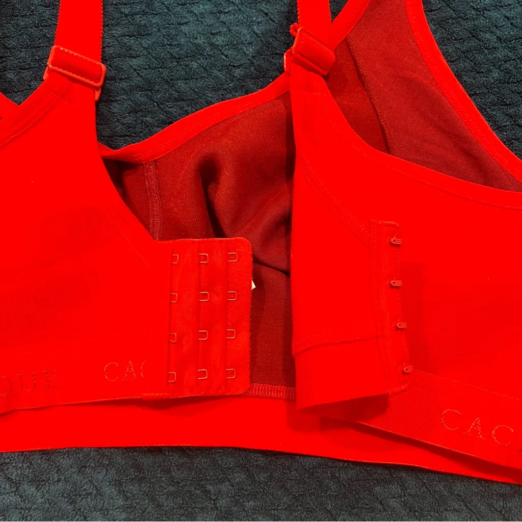 Cacique Red Lace Cotton Unlined Full Coverage Underwire‎ Lace Bow Bra Size 42DD - Image 11