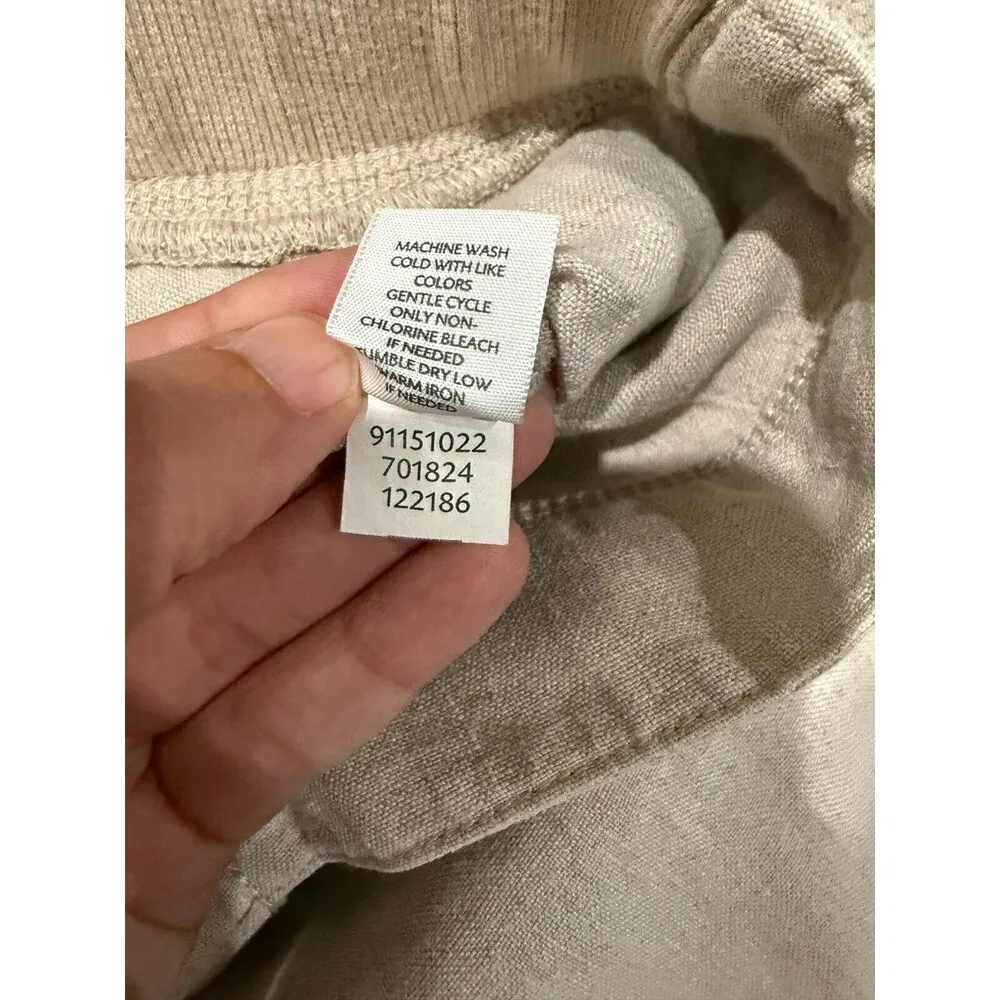 J. Jill Women's Linen Pants XL Beige Elastic Waist Casual Wide Leg Cropped Relax - Image 3