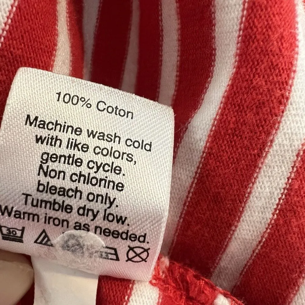 J Crew Dress Xl Striped Poplin Trimmed Dress Orange - Image 5