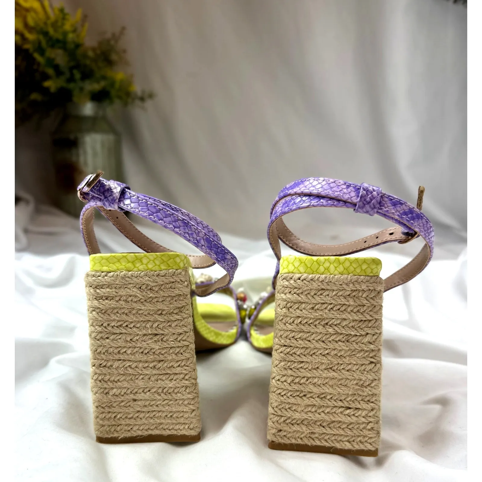 Betsey Johnson Karsyn Nautical Raffia Sandal Lime Multi 9.5 - Image 13