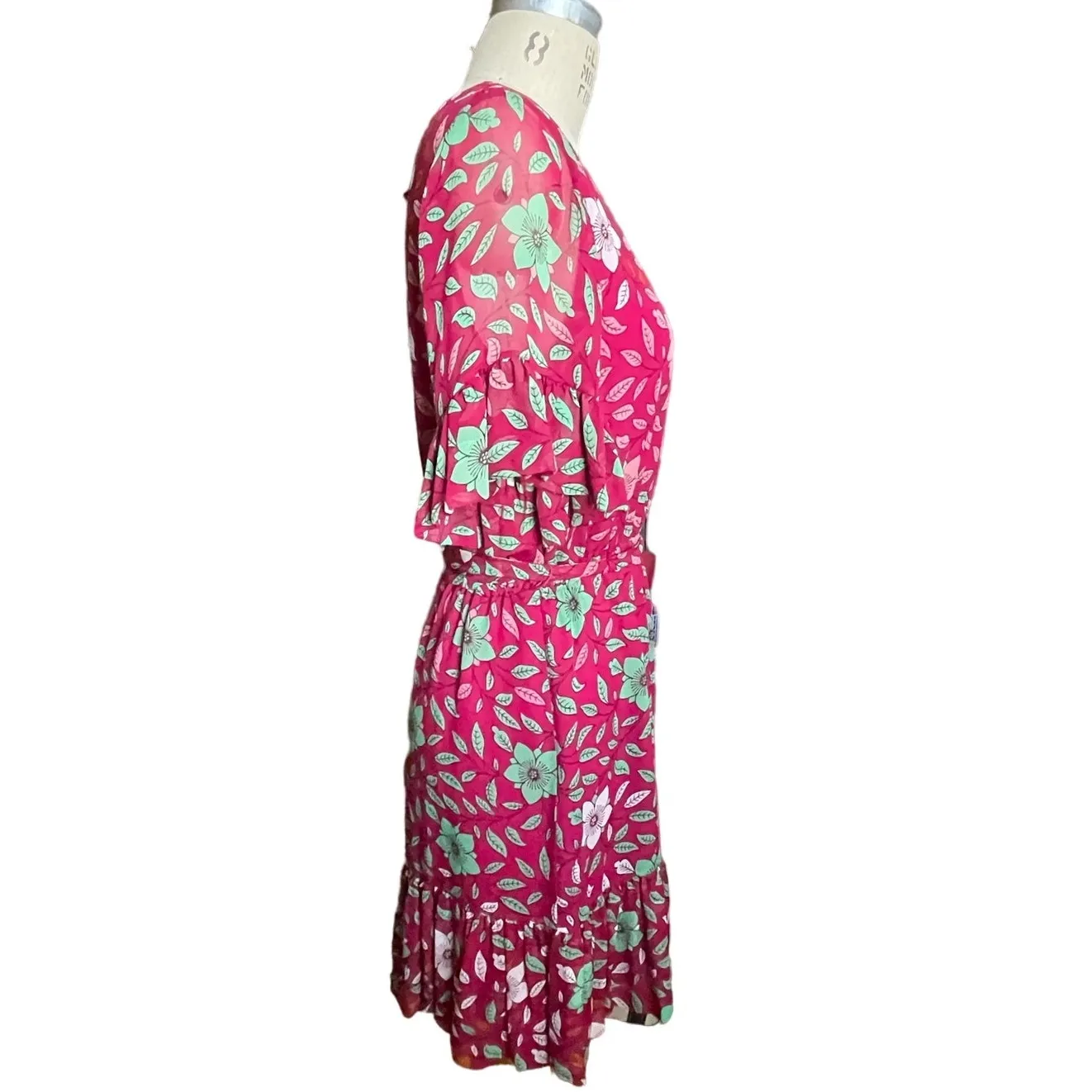 Diane von Furstenberg Janie Pink Silk Flower Dress Size 10 - Image 4