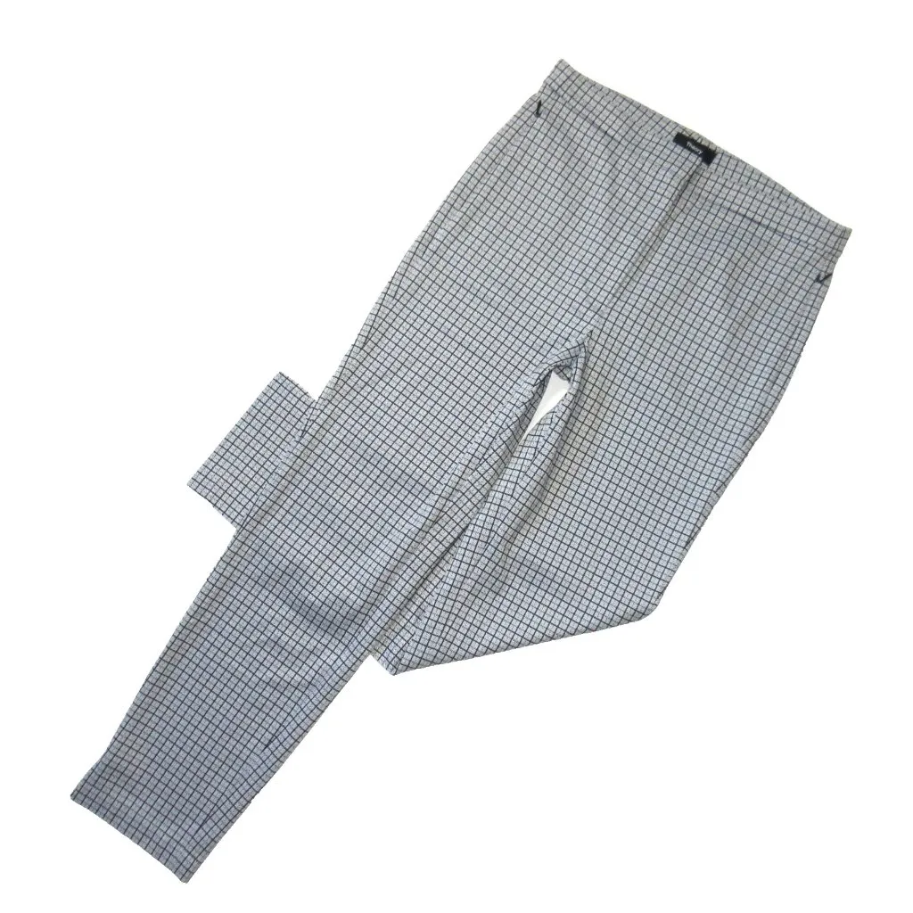 NWT Theory High Waist Taper in Fog Multi Contrast Grid Plaid Slim Ankle Pants 2 - Image 3