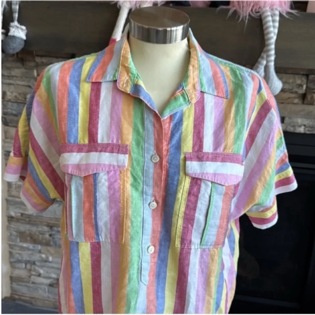 Banana Republic Pastel Striped Button-Down Shirt - Image 4